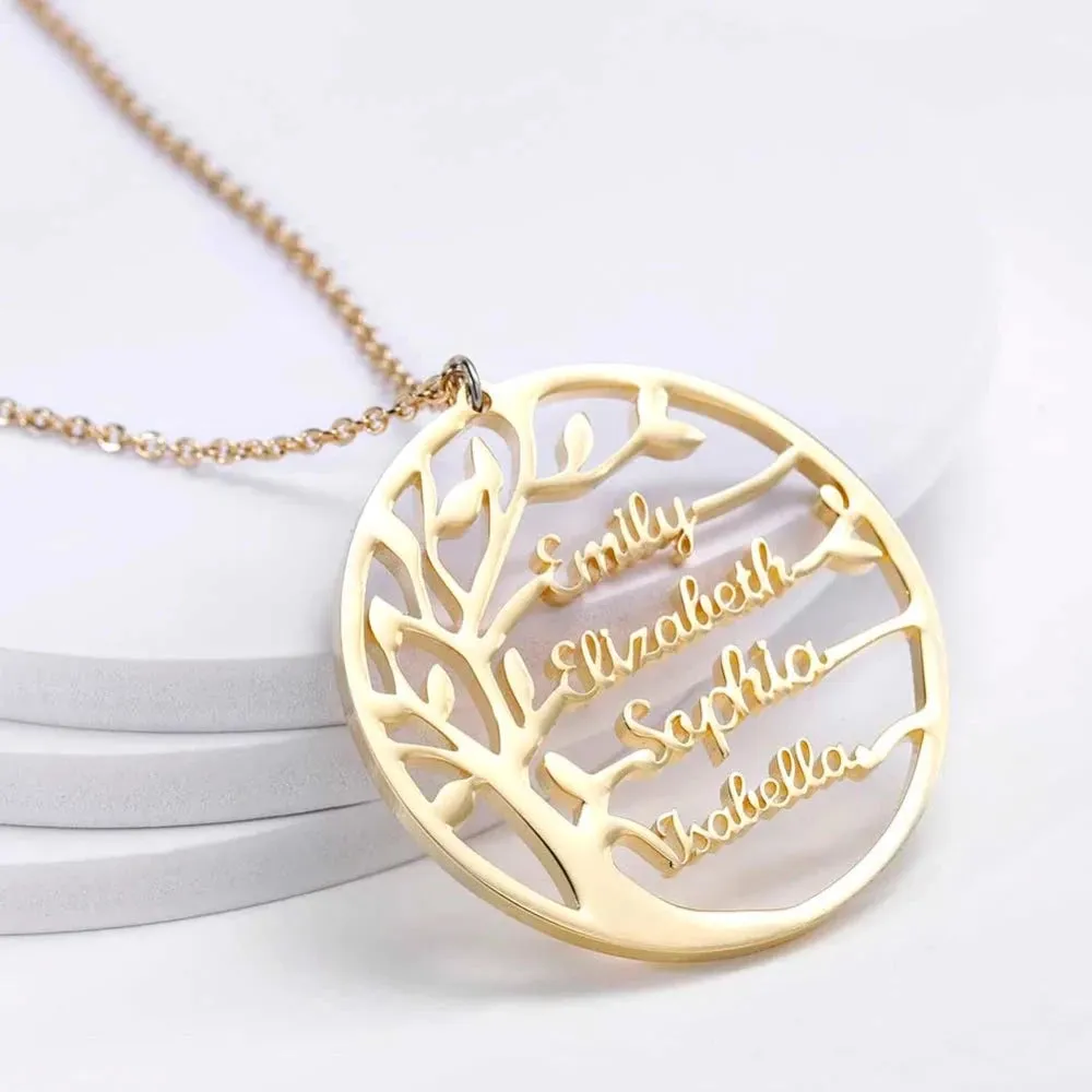 Personalized 4 Names Tree of Life Necklace