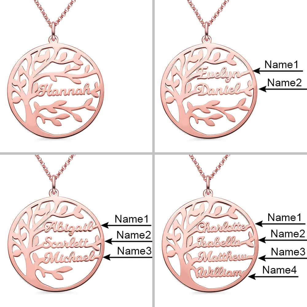 Personalized Family Tree Name Necklace in Stainless Steel