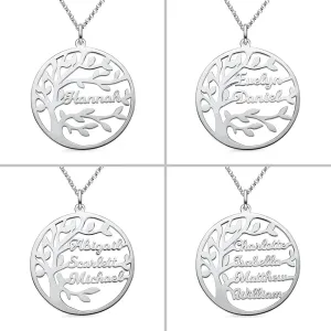 Personalized Family Tree Name Necklace in Stainless Steel