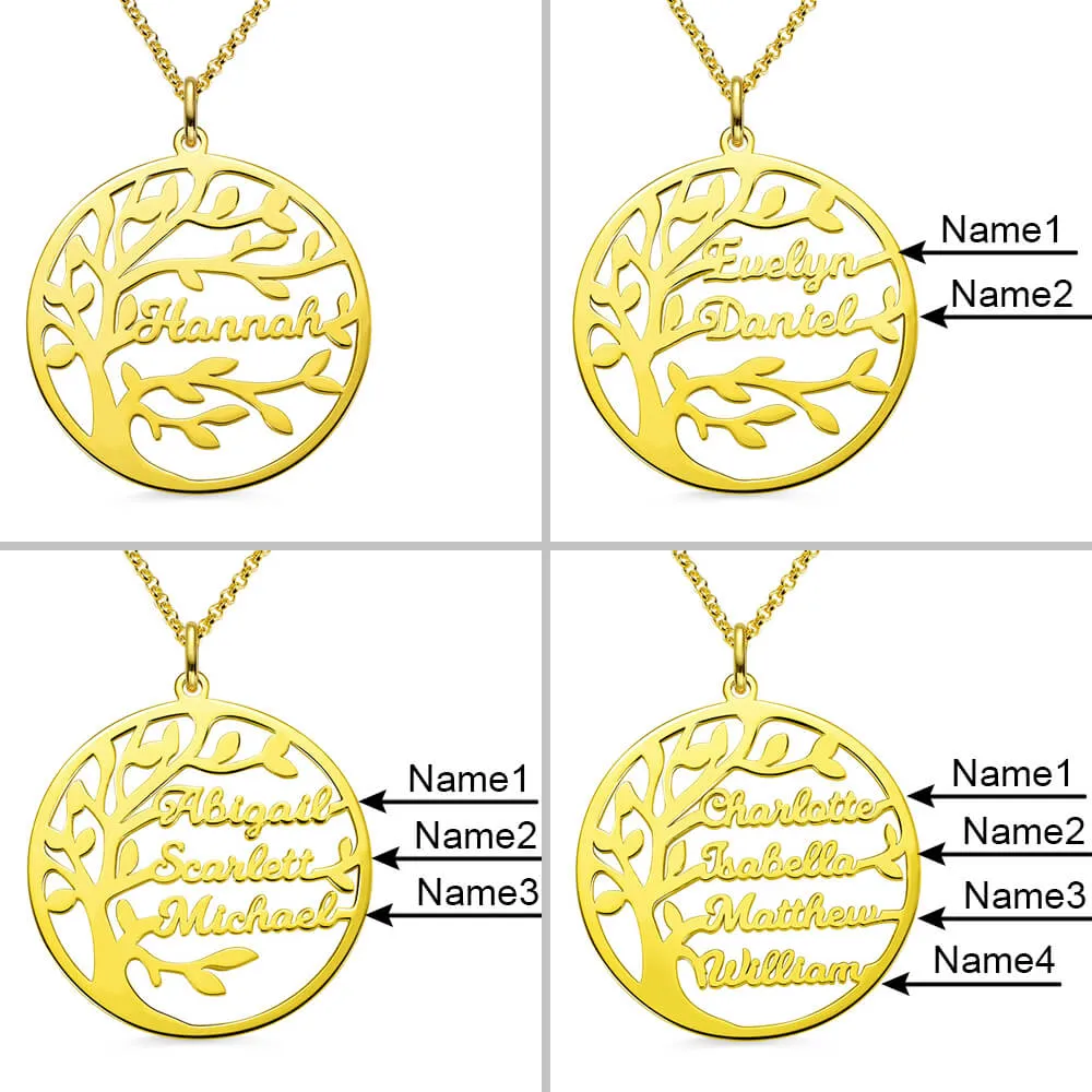 Personalized Family Tree Name Necklace in Stainless Steel