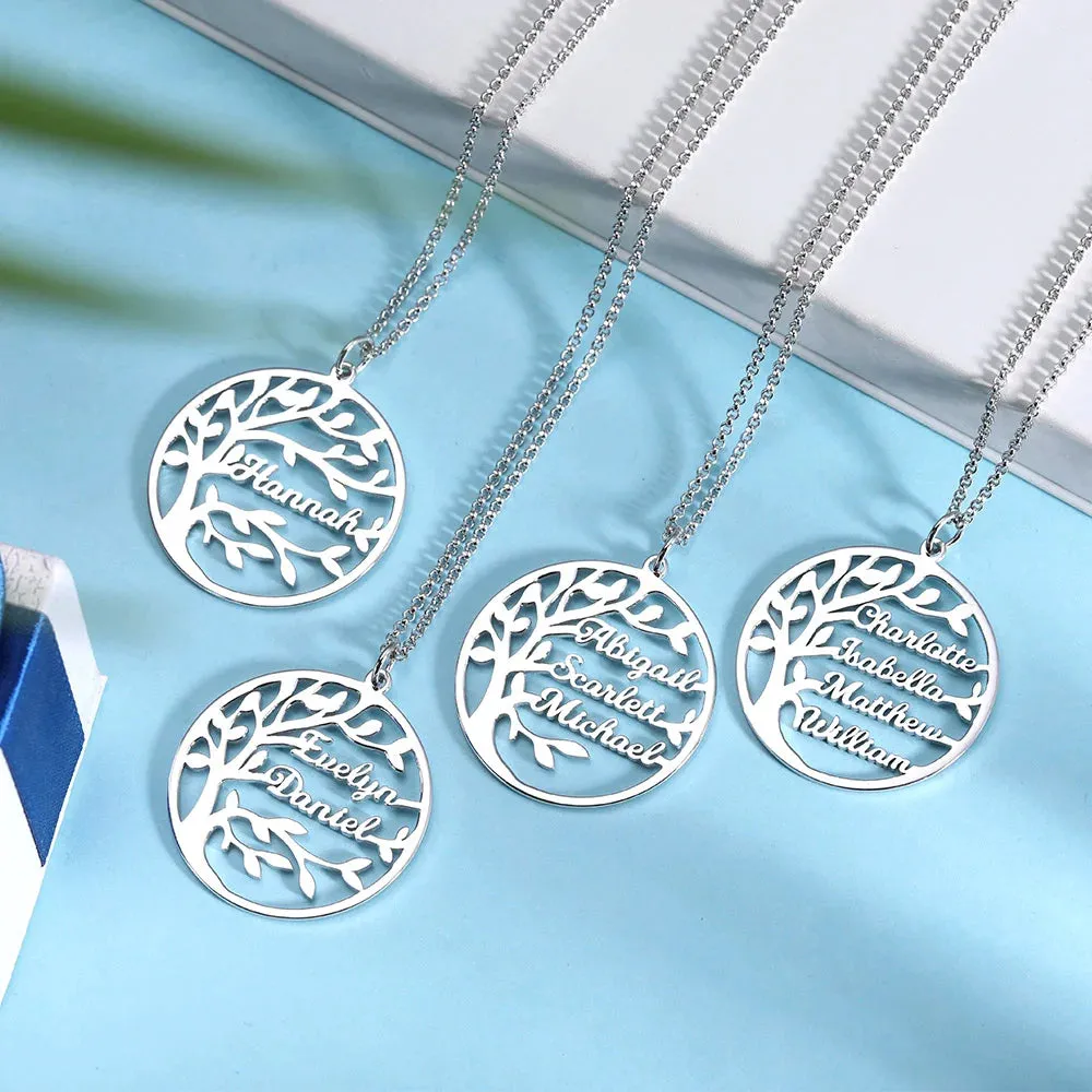 Personalized Family Tree Name Necklace in Stainless Steel