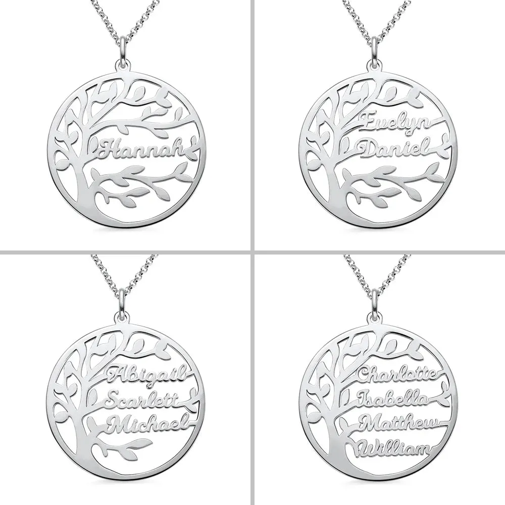Personalized Family Tree Name Necklace in Stainless Steel