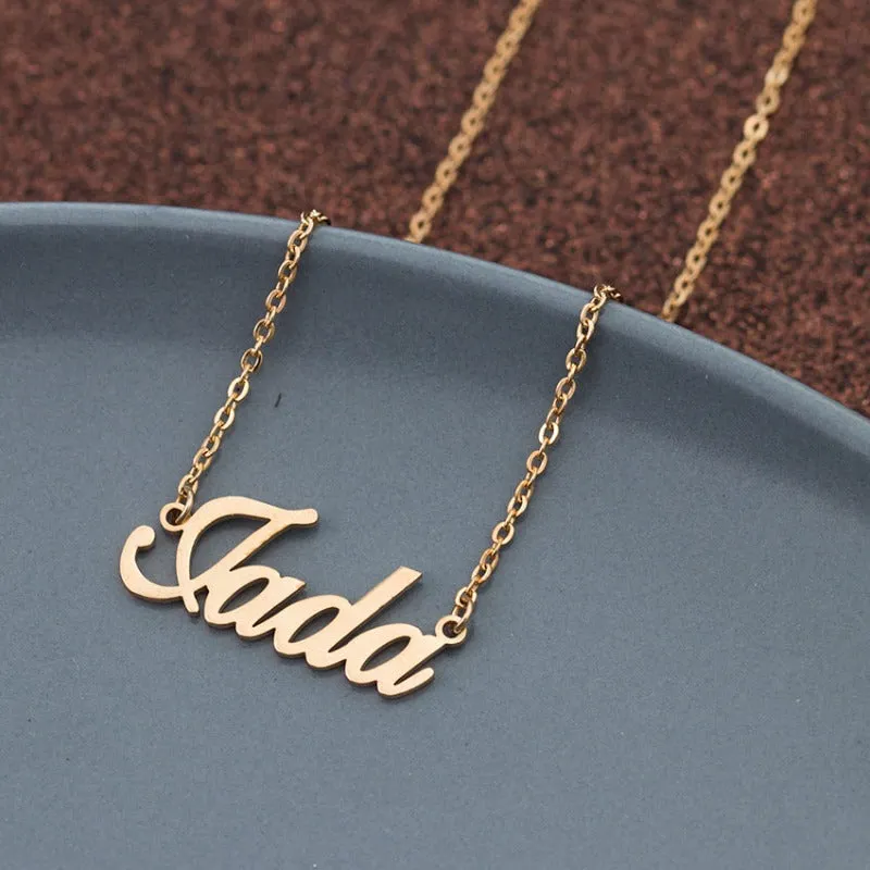 Personalized Name Necklace 18K Yellow Gold Women Men Jewelry