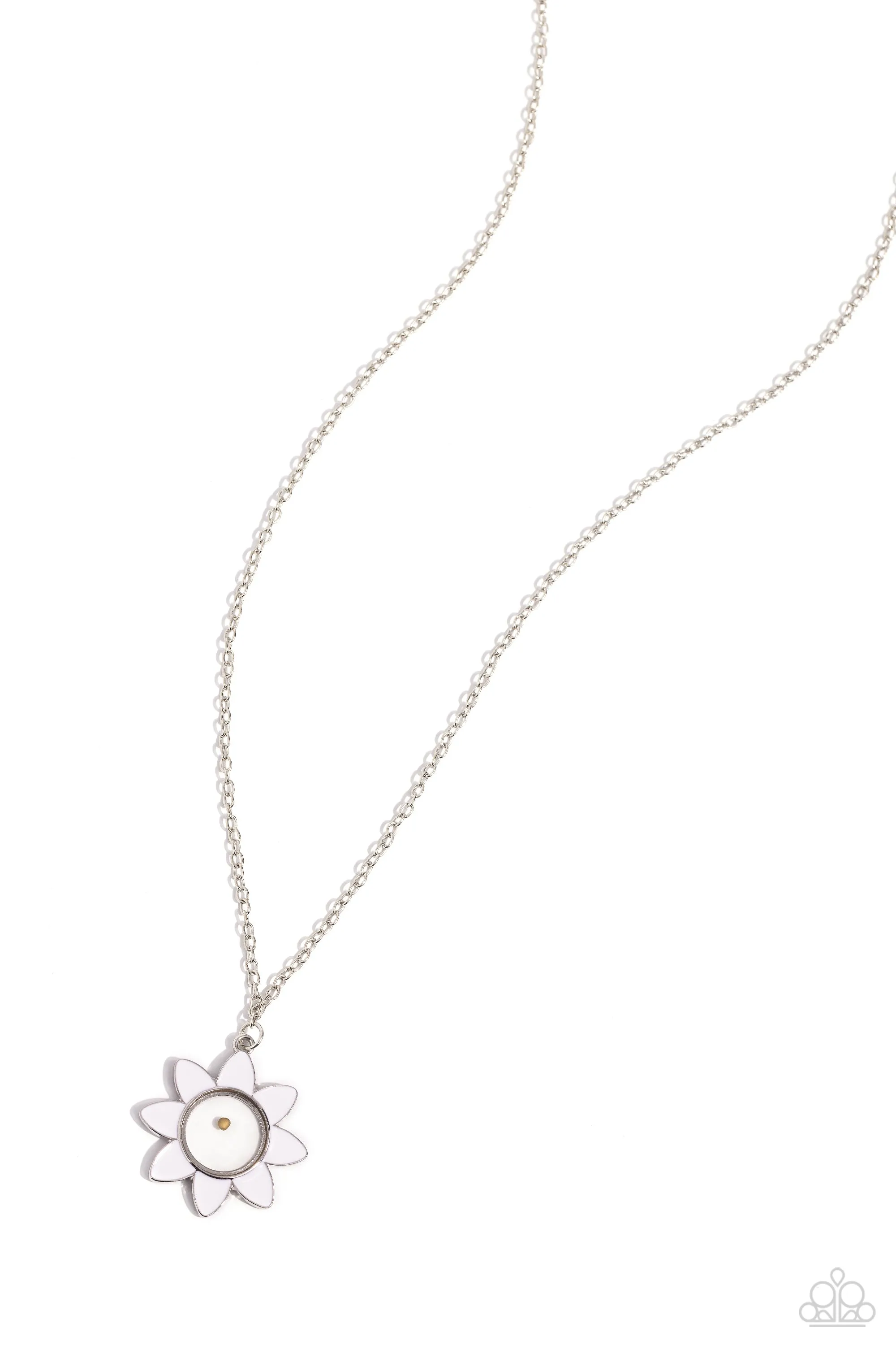 Petals of Inspiration - White - Painted Flower Mustard Seed Center Paparazzi Short Necklace