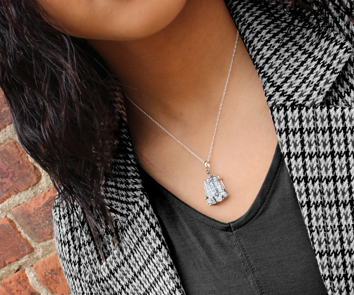 Petrified Spruce Wood Black Onyx Necklace