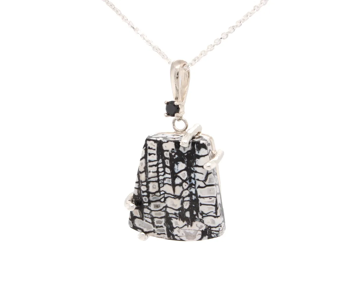 Petrified Spruce Wood Black Onyx Necklace