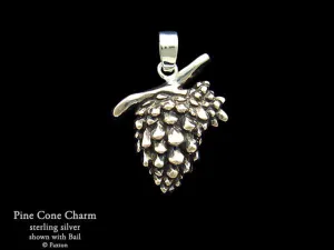 Pine Cone Charm Necklace Sterling Silver