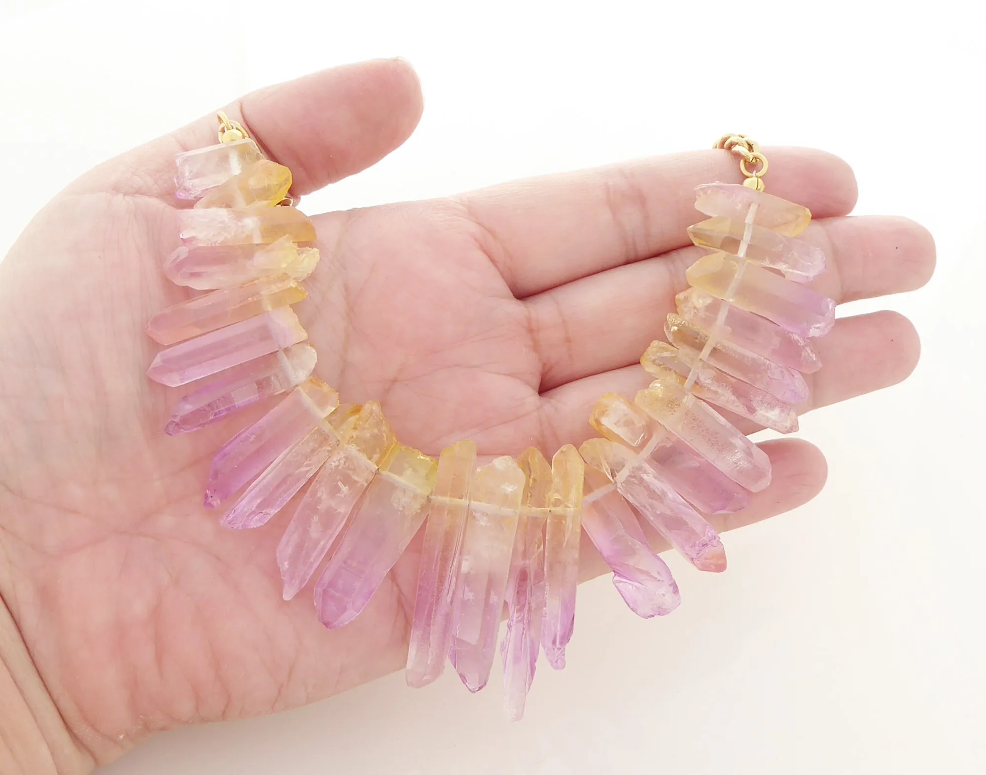 Pink lemonade quartz necklace