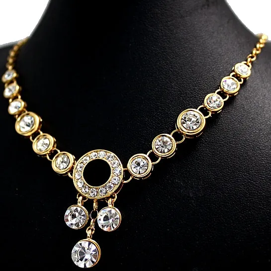 Polished Crystal Tassel Necklace Set Valentine Day Gift For Wife