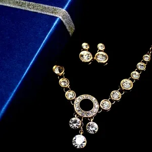 Polished Crystal Tassel Necklace Set Valentine Day Gift For Wife
