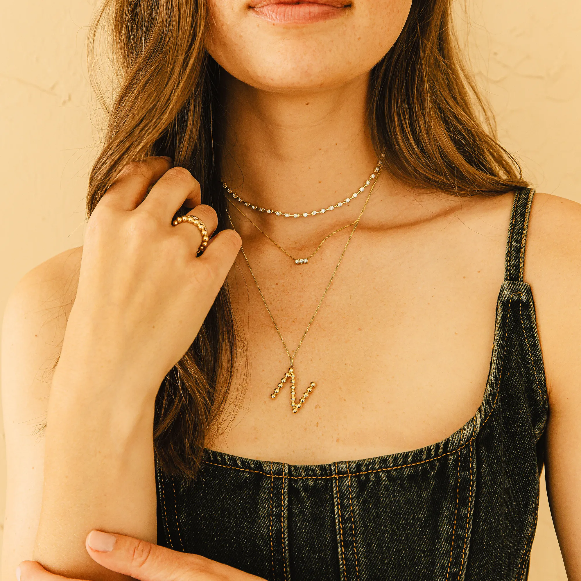 Poppy Rae Initial Necklace in Yellow Gold