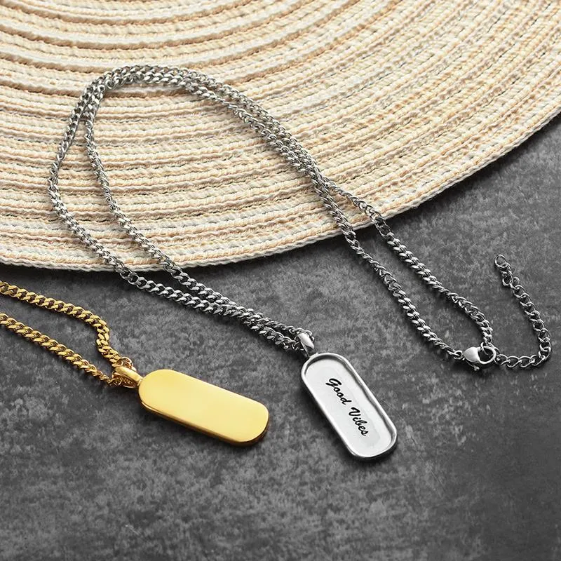 Premium Quality Stainless Steel Personalized Custom Name Necklace Pendant Engraved Mantra Gift for Him and Her