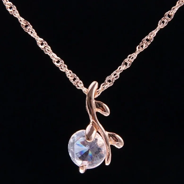 Princess Zircon Bridal Jewelry Set Women's Pendants Necklaces Gold Earrings