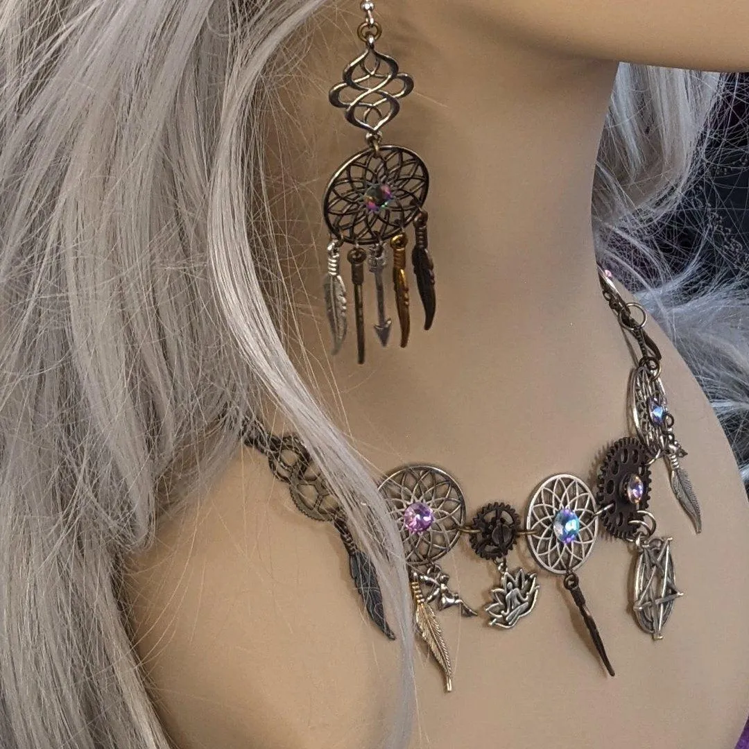 Purple Crystal Dreamcatcher Necklace - Bewitching Dreams