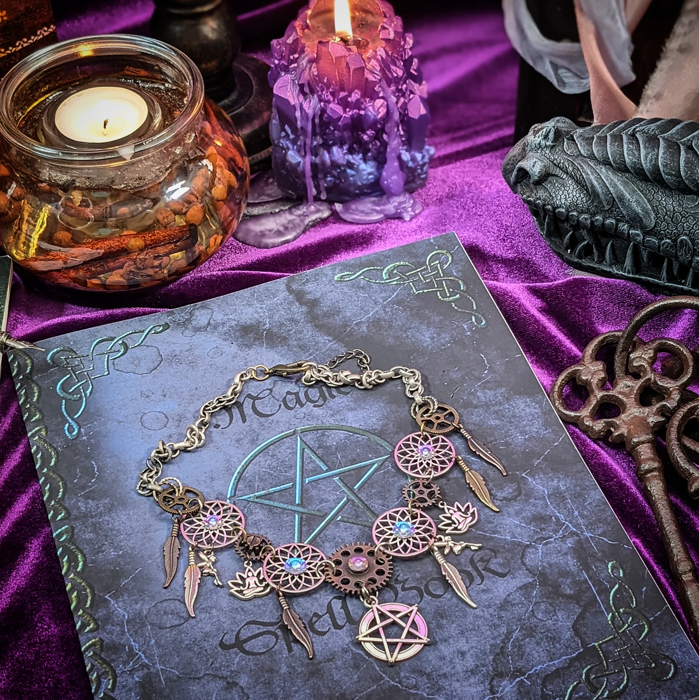 Purple Crystal Dreamcatcher Necklace - Bewitching Dreams