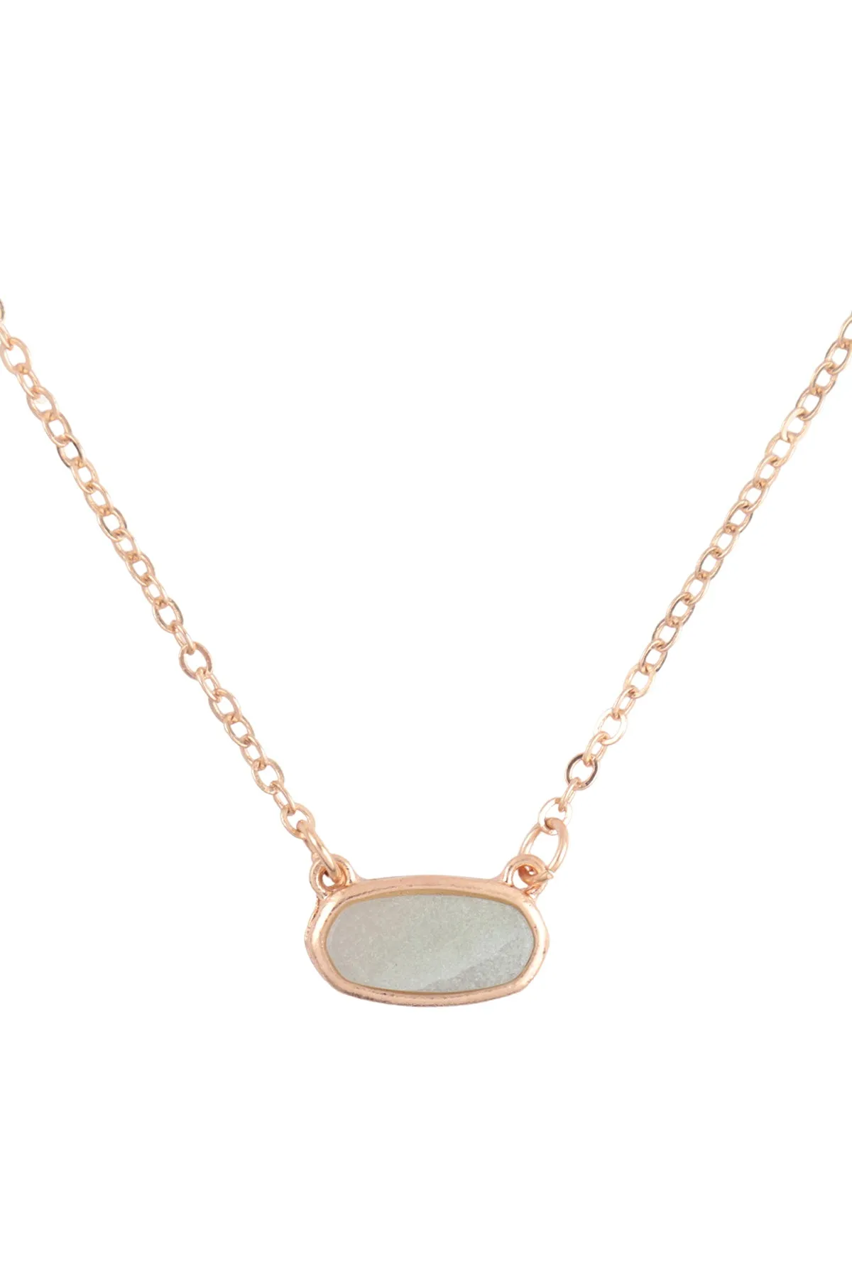 QN4372 - NATURAL STONE OVAL PENDANT NECKLACE