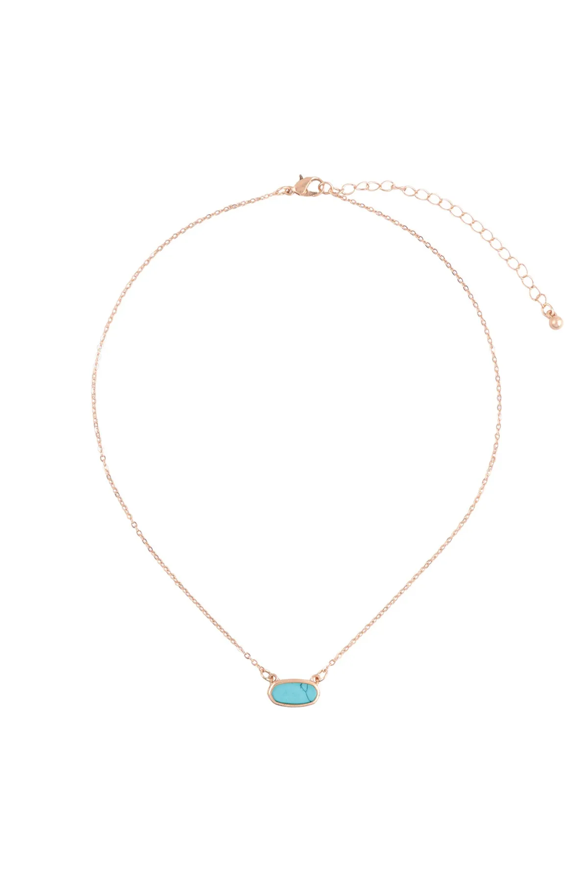 QN4372 - NATURAL STONE OVAL PENDANT NECKLACE