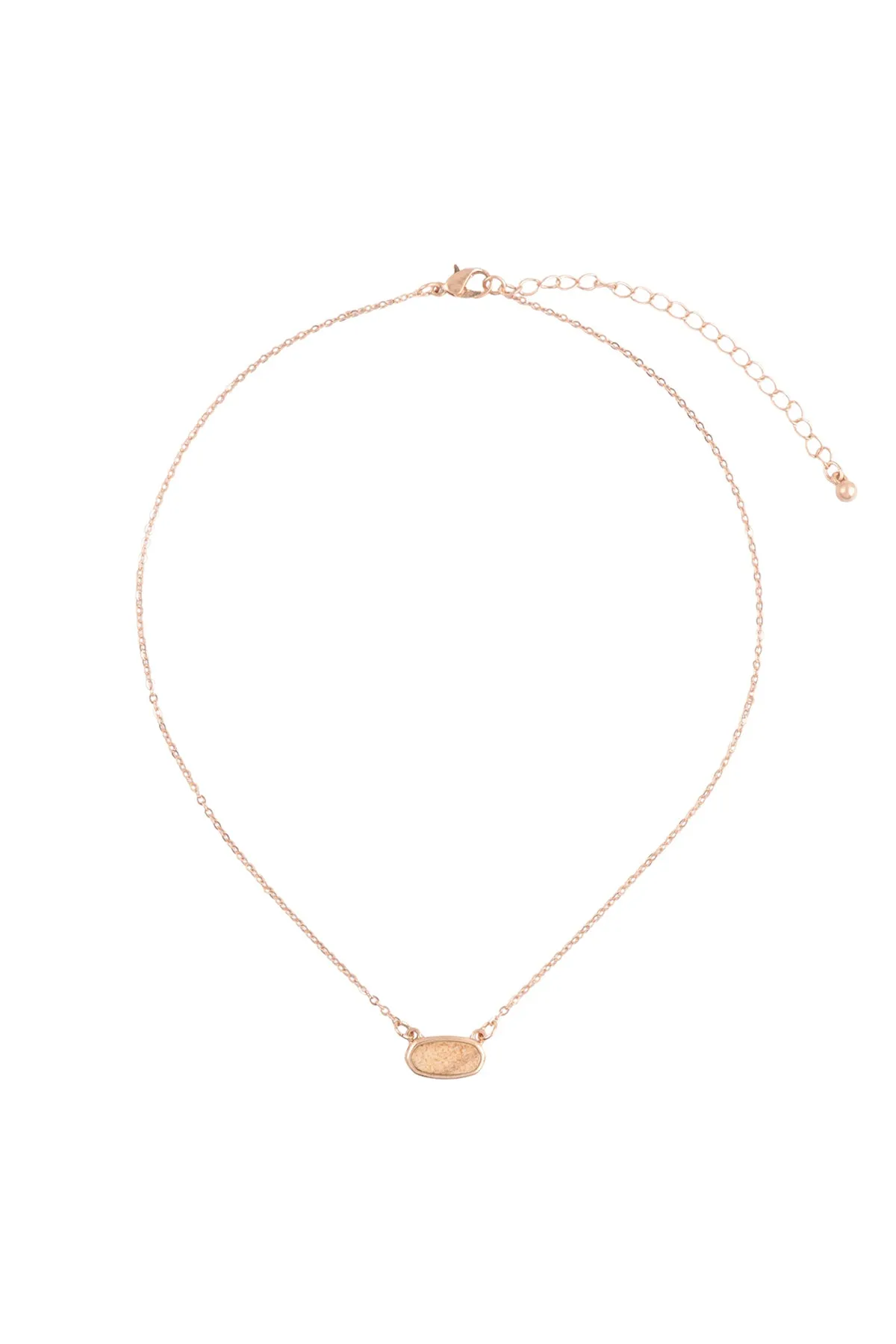 QN4372 - NATURAL STONE OVAL PENDANT NECKLACE