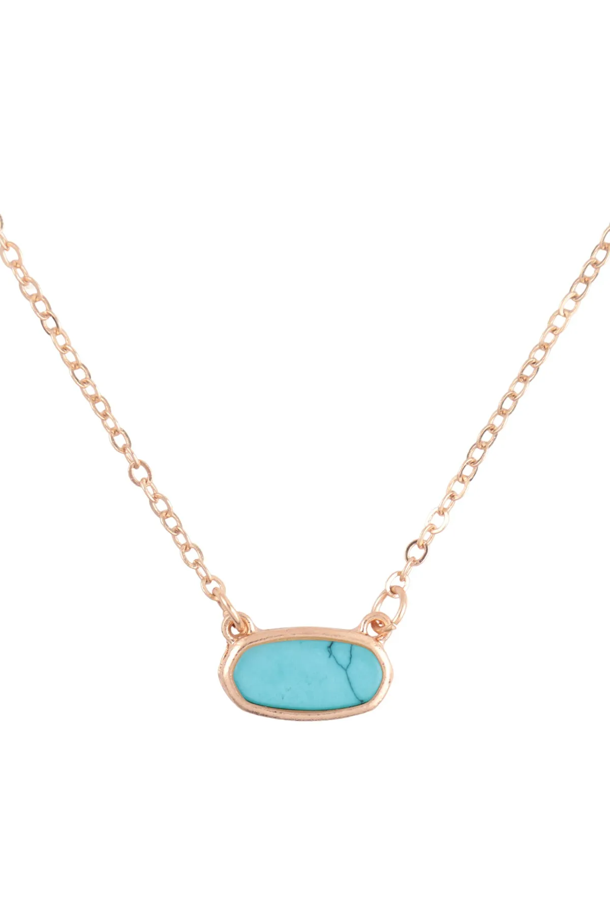 QN4372 - NATURAL STONE OVAL PENDANT NECKLACE