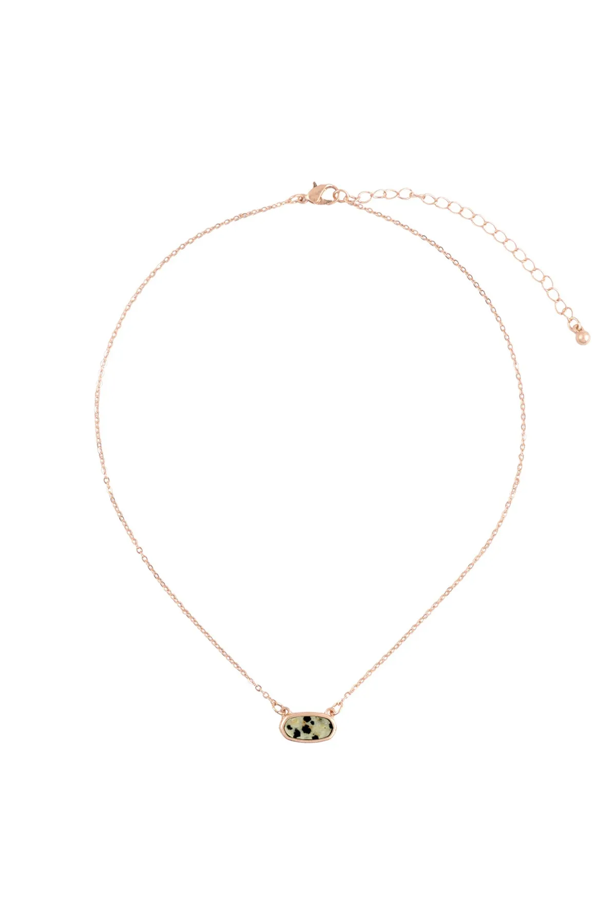 QN4372 - NATURAL STONE OVAL PENDANT NECKLACE