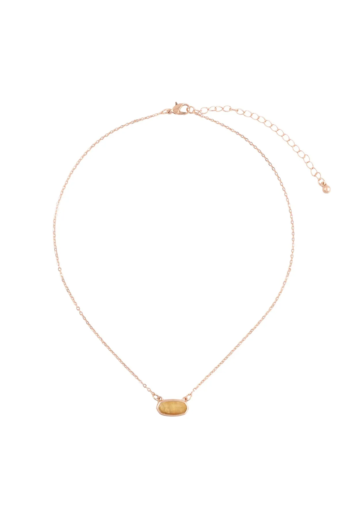 QN4372 - NATURAL STONE OVAL PENDANT NECKLACE