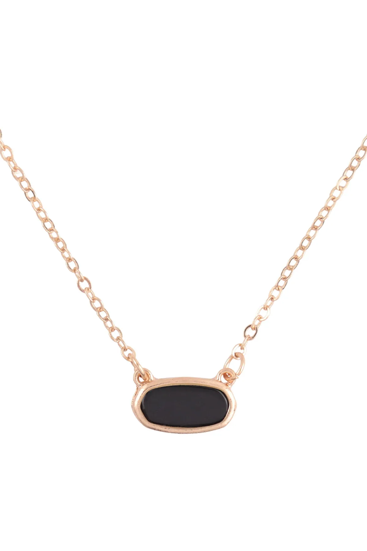 QN4372 - NATURAL STONE OVAL PENDANT NECKLACE