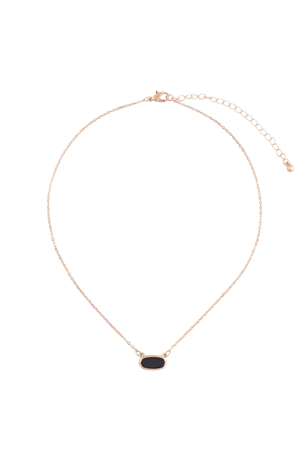 QN4372 - NATURAL STONE OVAL PENDANT NECKLACE