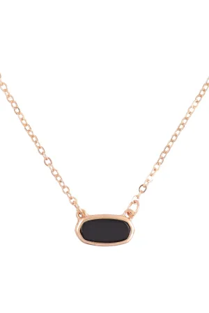 QN4372 - NATURAL STONE OVAL PENDANT NECKLACE