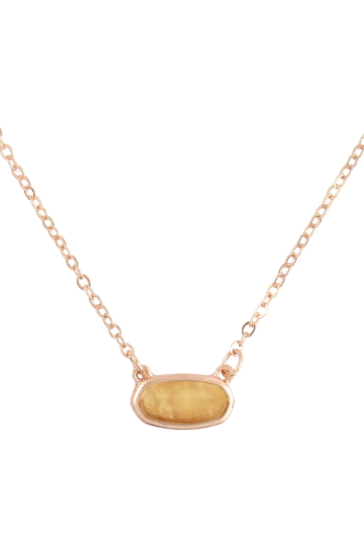 QN4372 - NATURAL STONE OVAL PENDANT NECKLACE