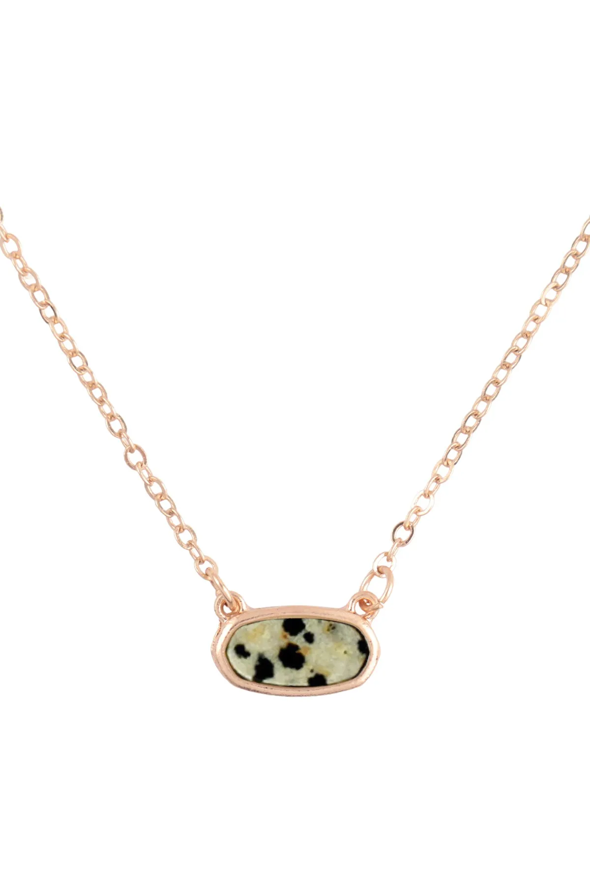 QN4372 - NATURAL STONE OVAL PENDANT NECKLACE