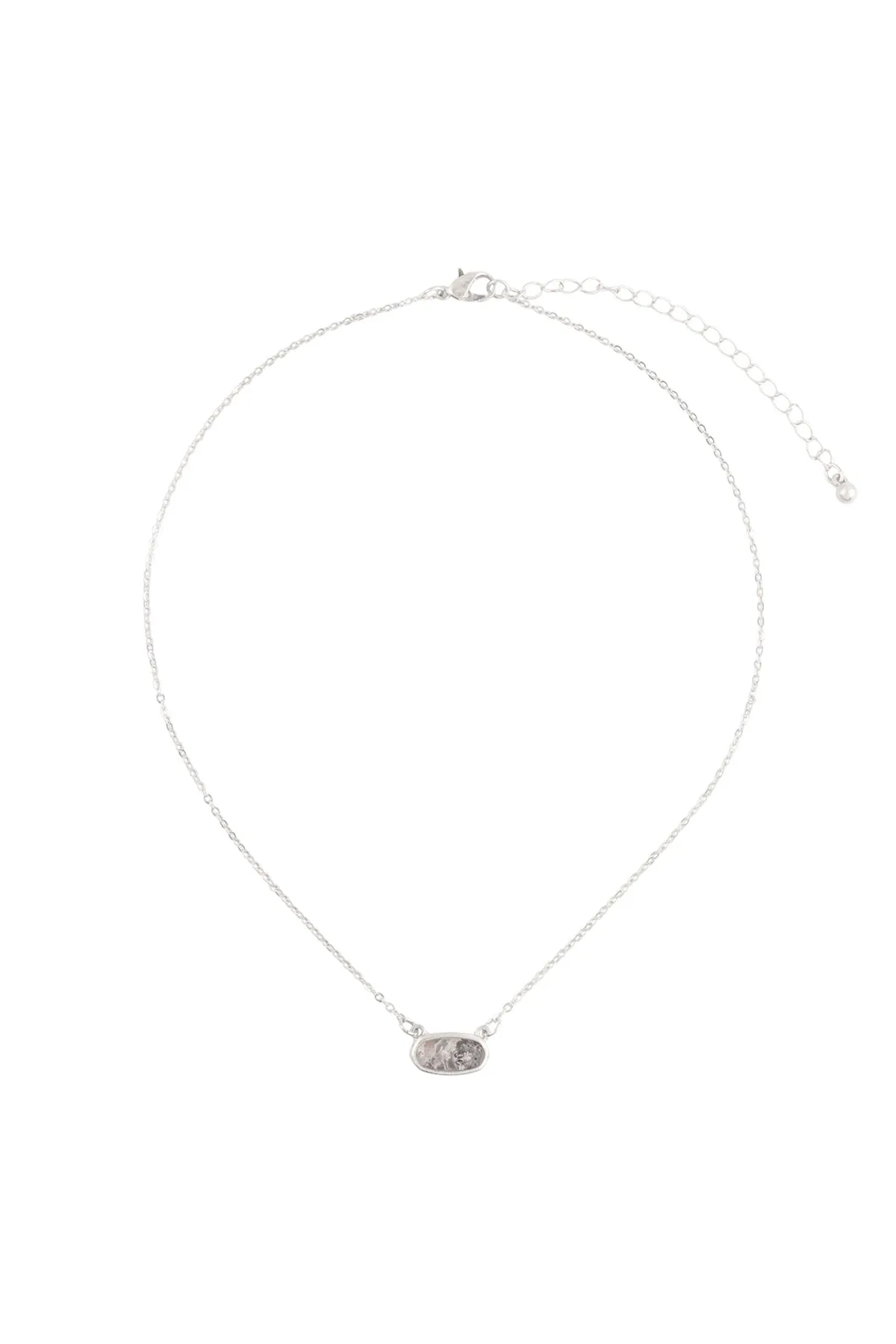 QN4372 - NATURAL STONE OVAL PENDANT NECKLACE
