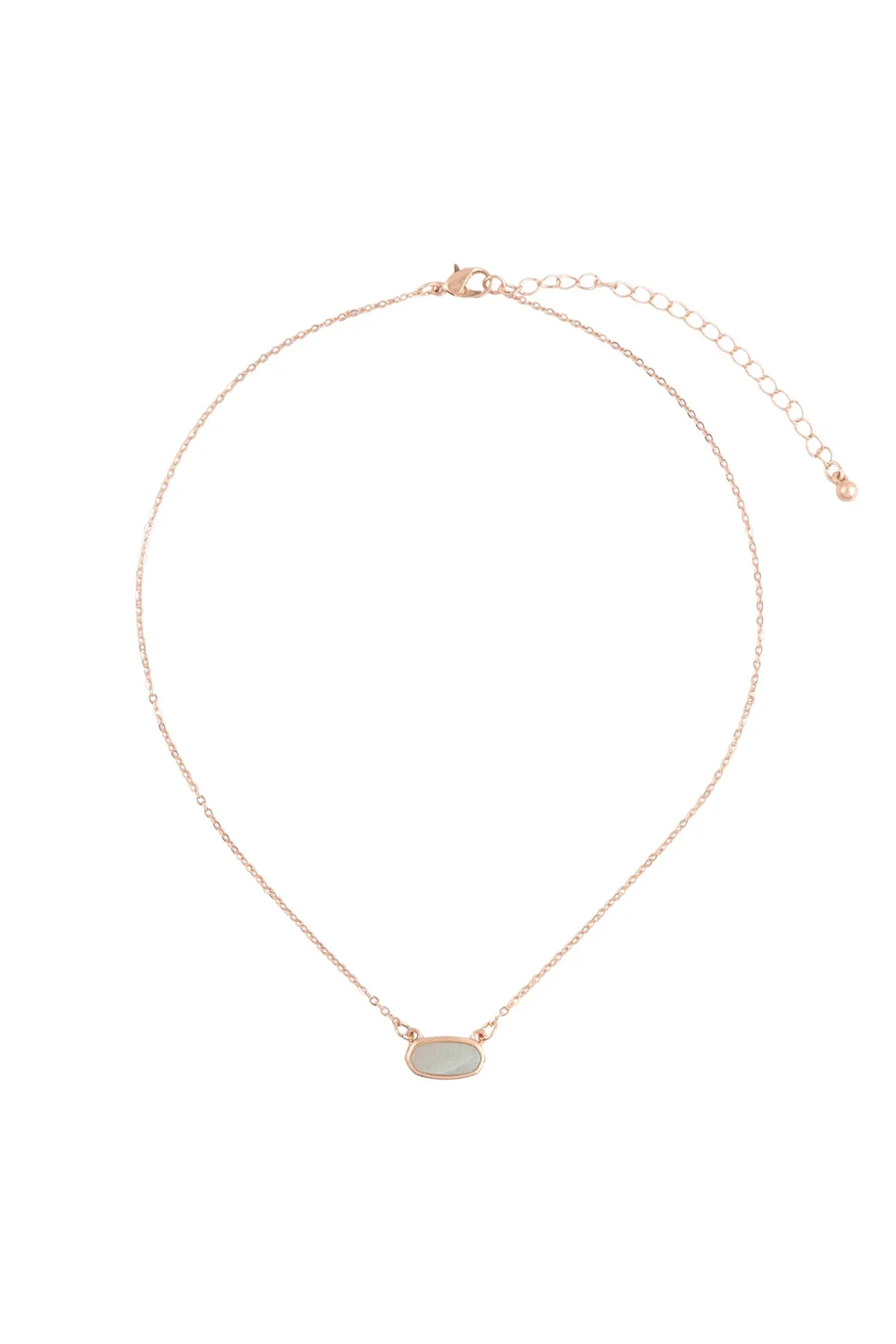 QN4372 - NATURAL STONE OVAL PENDANT NECKLACE