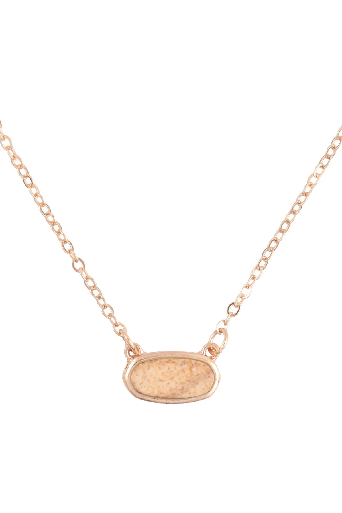 QN4372 - NATURAL STONE OVAL PENDANT NECKLACE