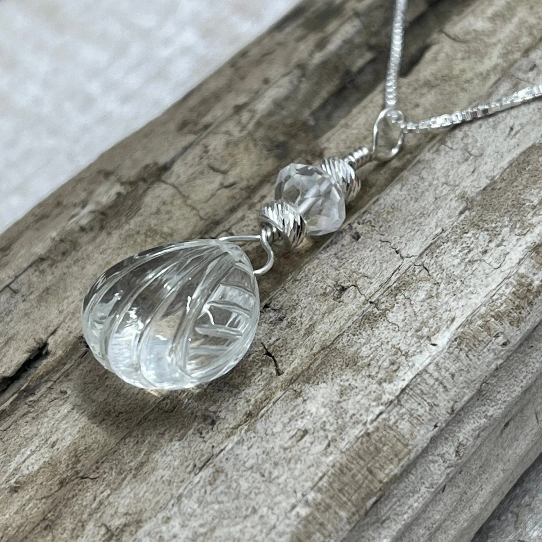Quartz Crystal Scallop Shell Necklace