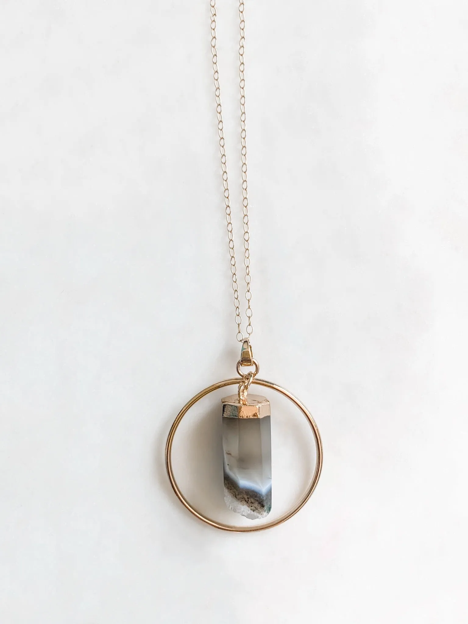 Quartz Hoop Necklace