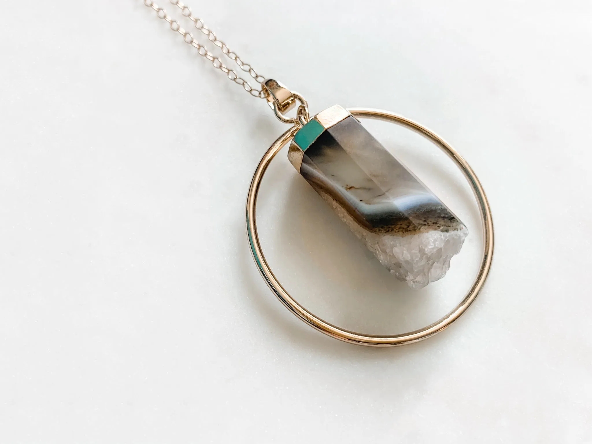Quartz Hoop Necklace