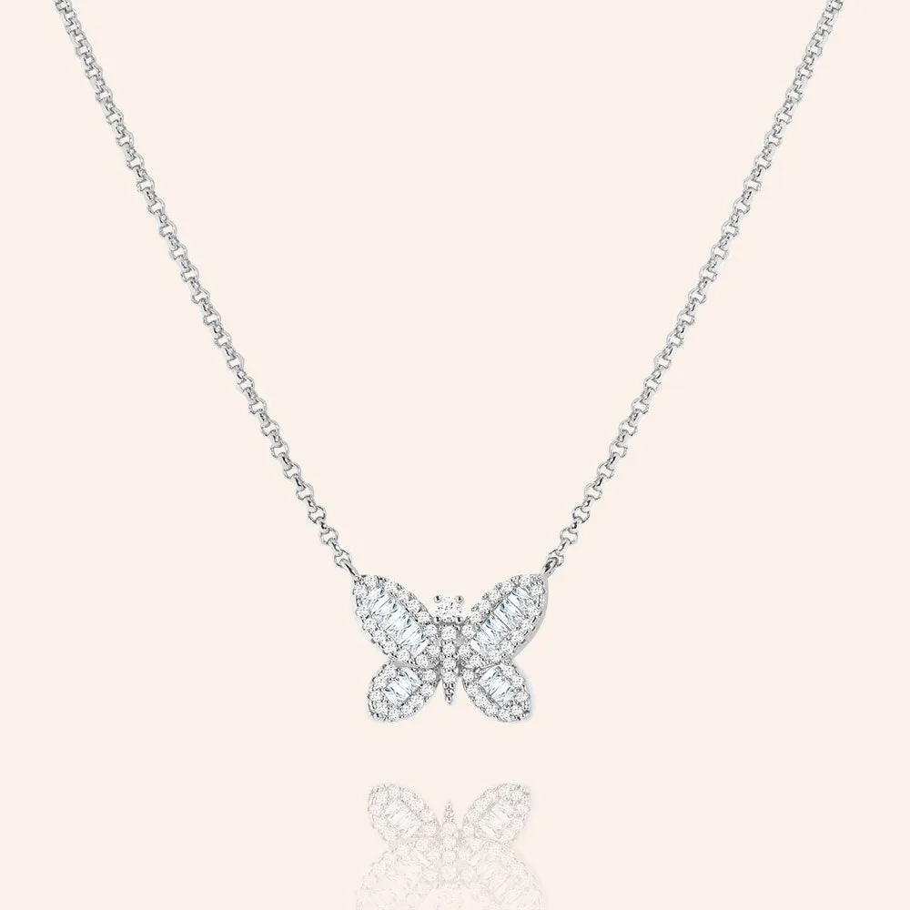 "Audre" 2.5CTW Baguette Cut Butterfly Pendant Necklace