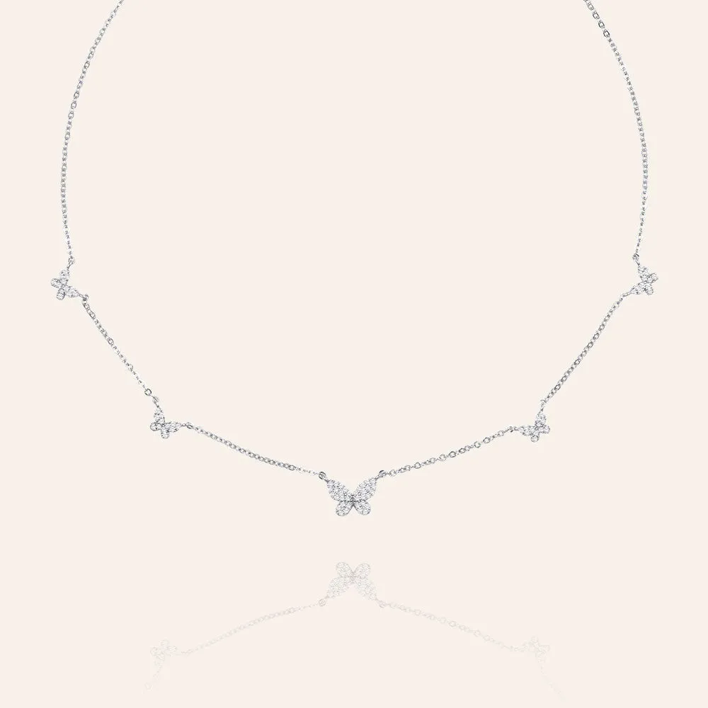 "Flying Together" 1.4CTW Pave Butterfly Station Necklace