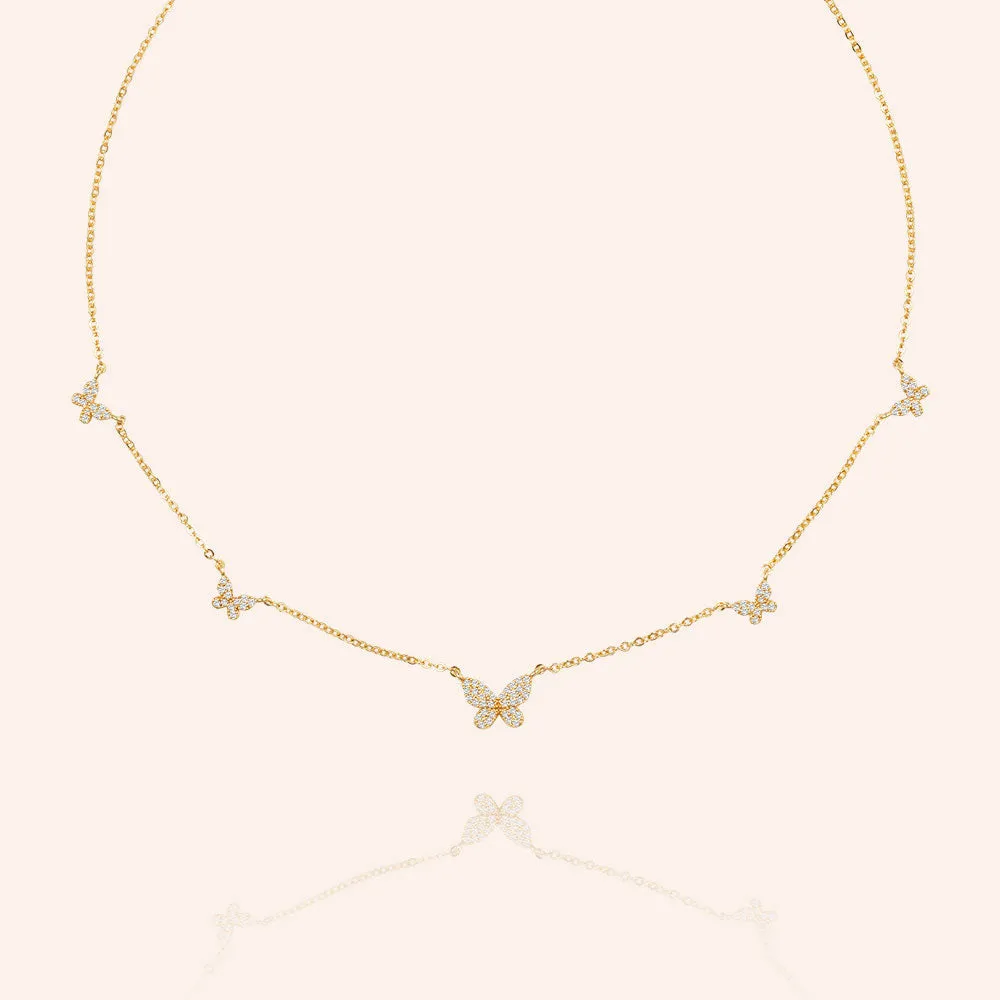 "Flying Together" 1.4CTW Pave Butterfly Station Necklace