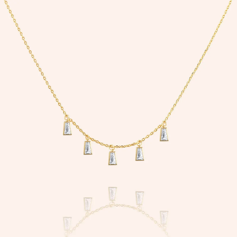 "Lovely Symphony" 2.2CTW Bezel-Set Baguette Cut Charms Necklace - Gold