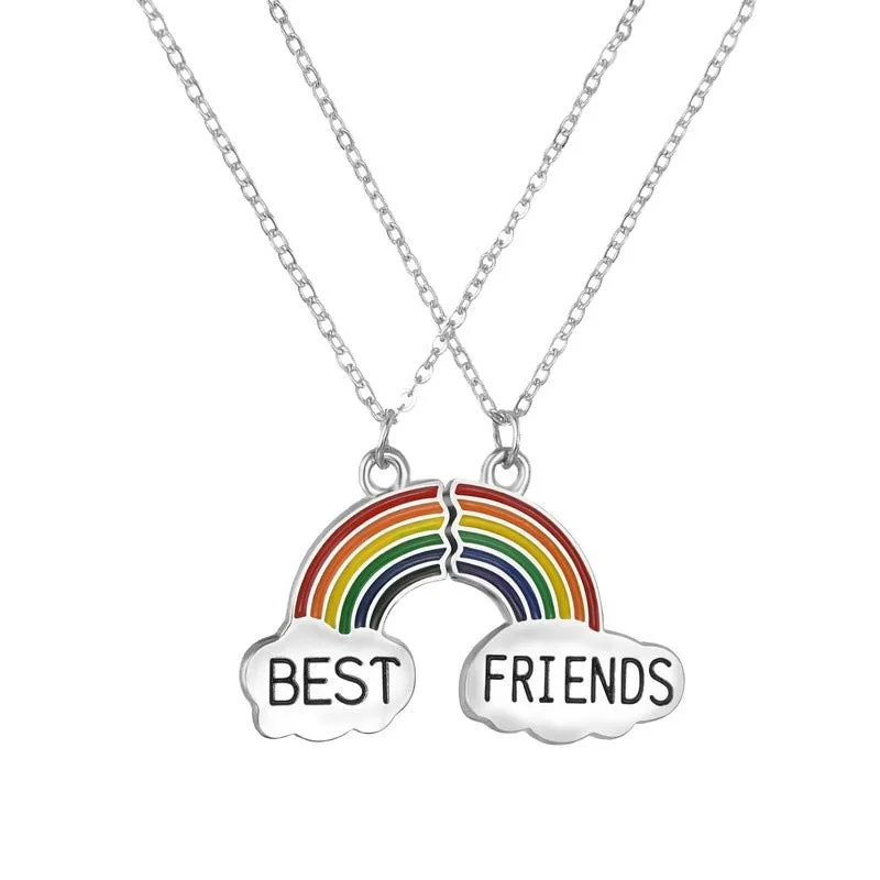 Rainbow Friendship Pendant Necklace Set Gift For Christmas Year