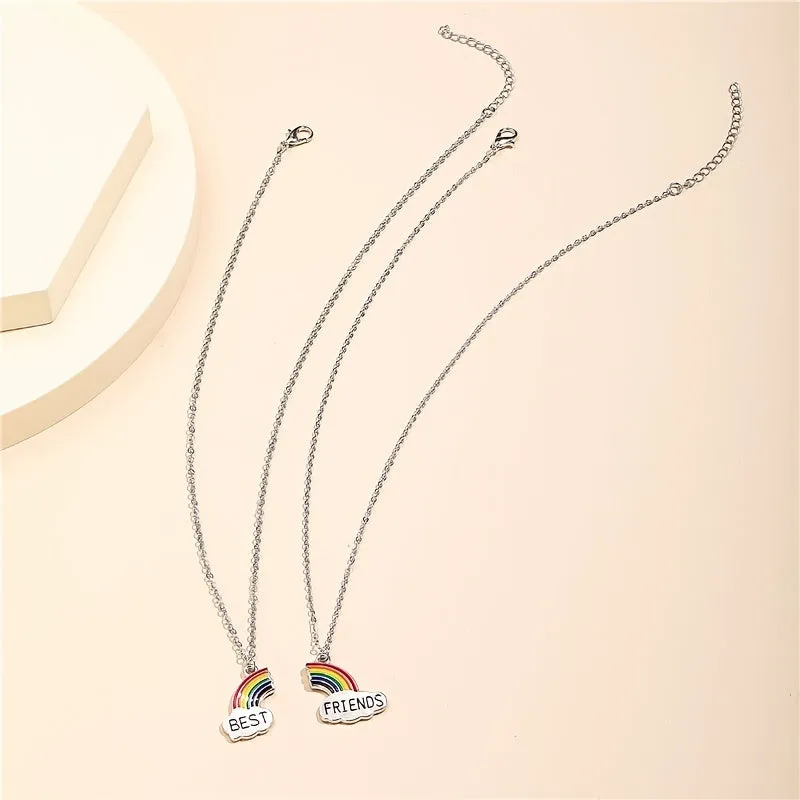 Rainbow Friendship Pendant Necklace Set Gift For Christmas Year