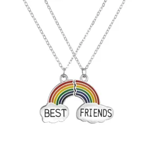Rainbow Friendship Pendant Necklace Set Gift For Christmas Year