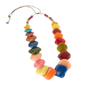 Rainbow Rhombus Tagua Necklace