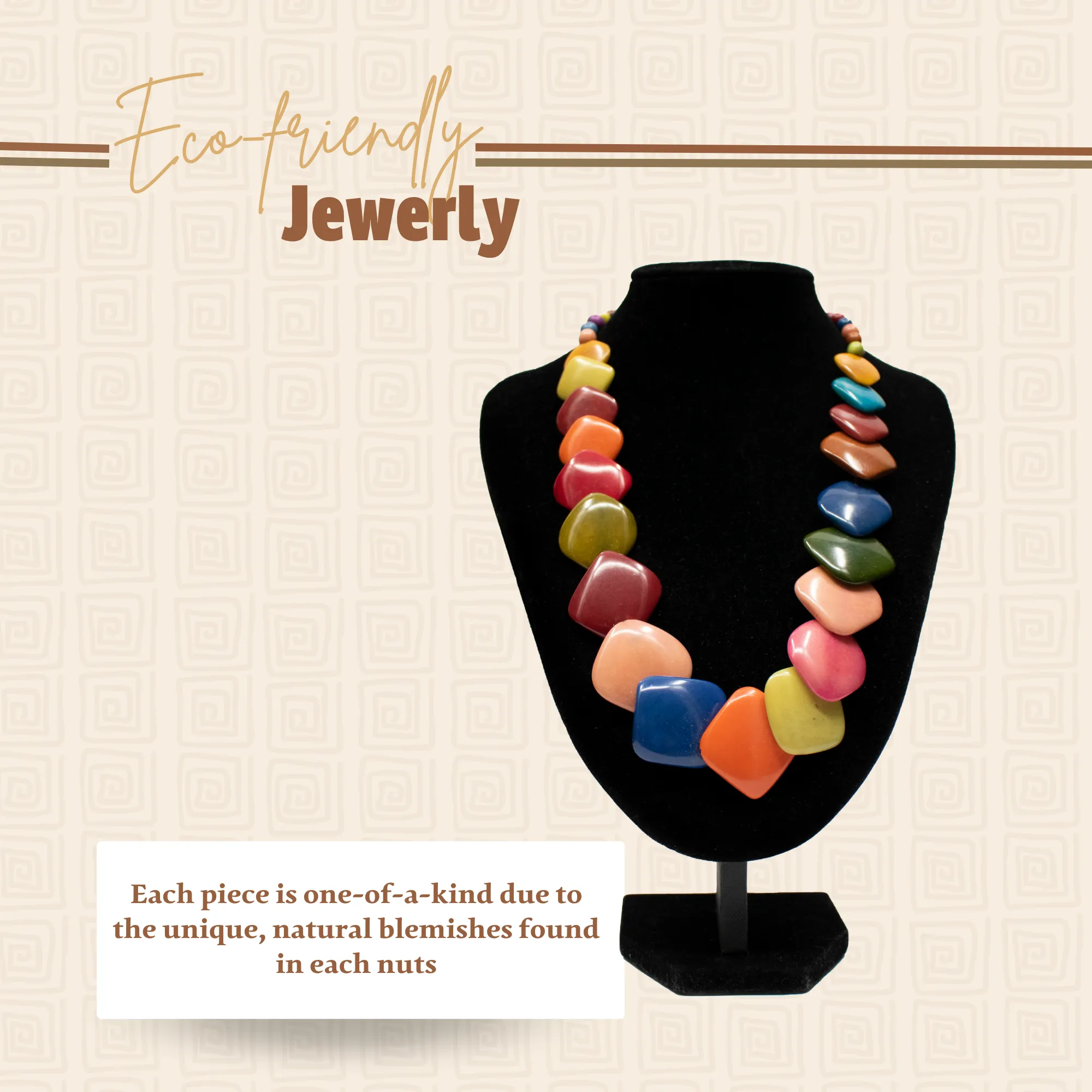 Rainbow Rhombus Tagua Necklace