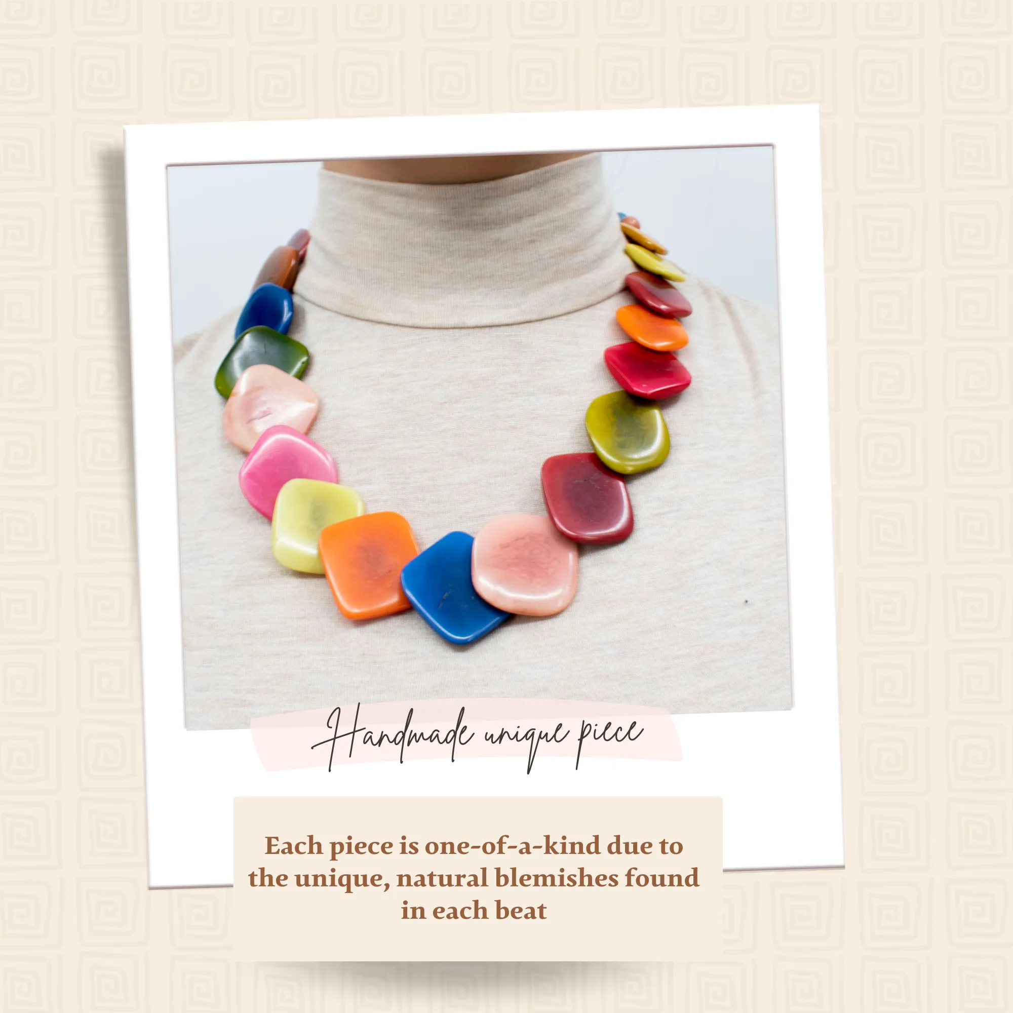 Rainbow Rhombus Tagua Necklace