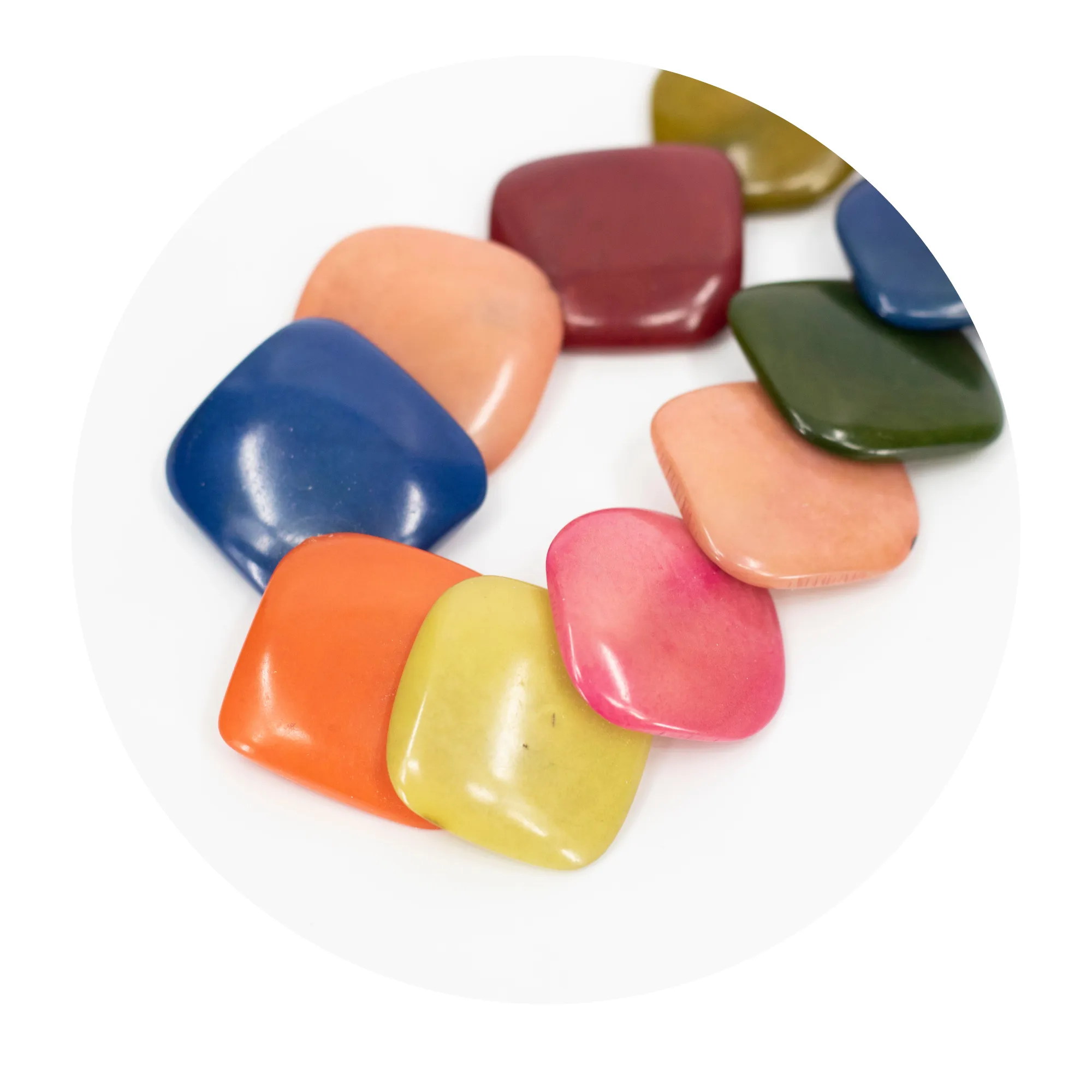 Rainbow Rhombus Tagua Necklace