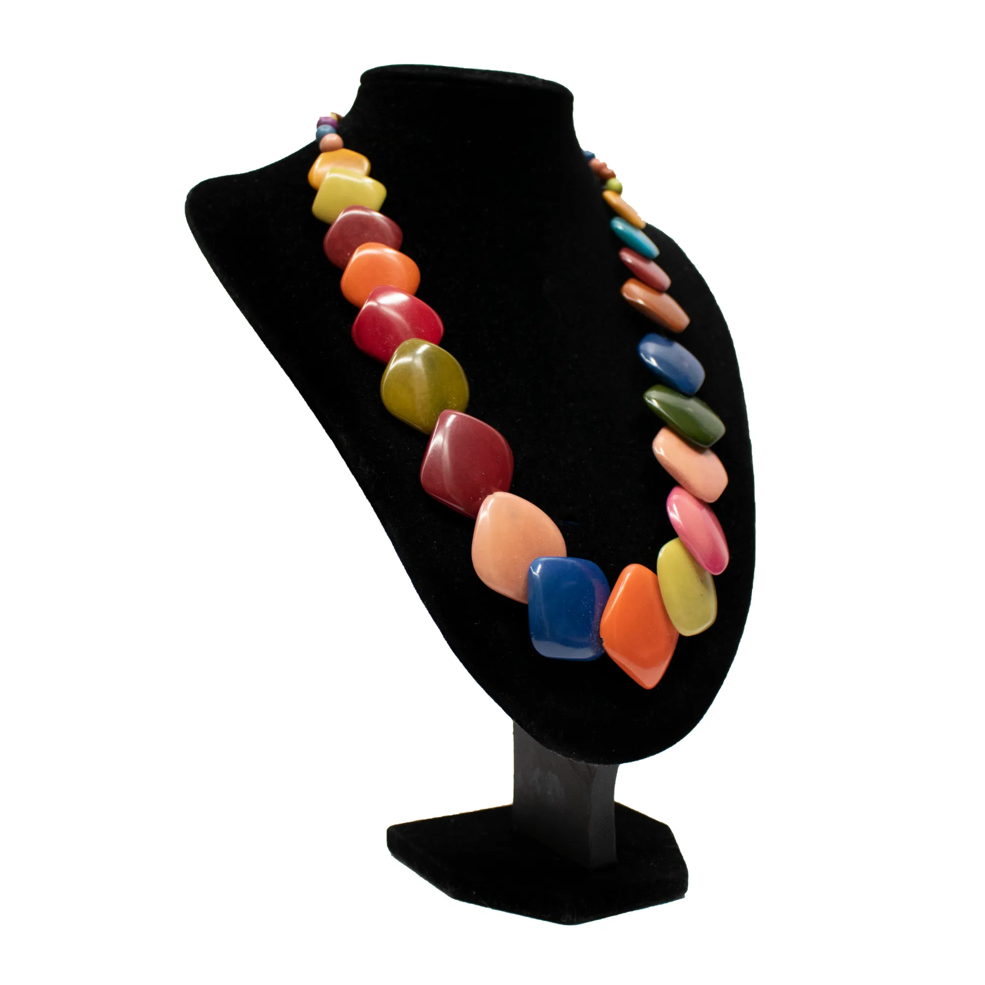 Rainbow Rhombus Tagua Necklace