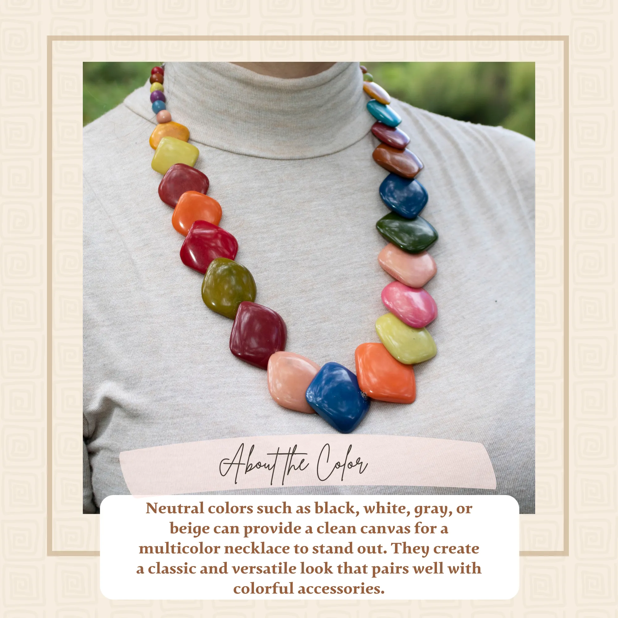 Rainbow Rhombus Tagua Necklace