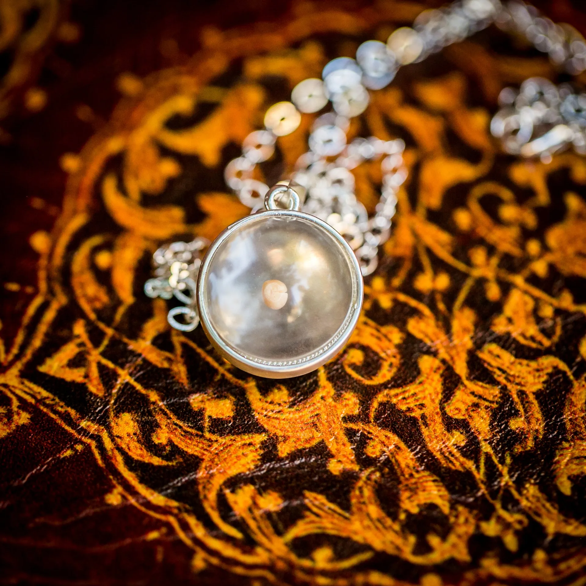 Real Mustard Seed Necklace in Glass Orb